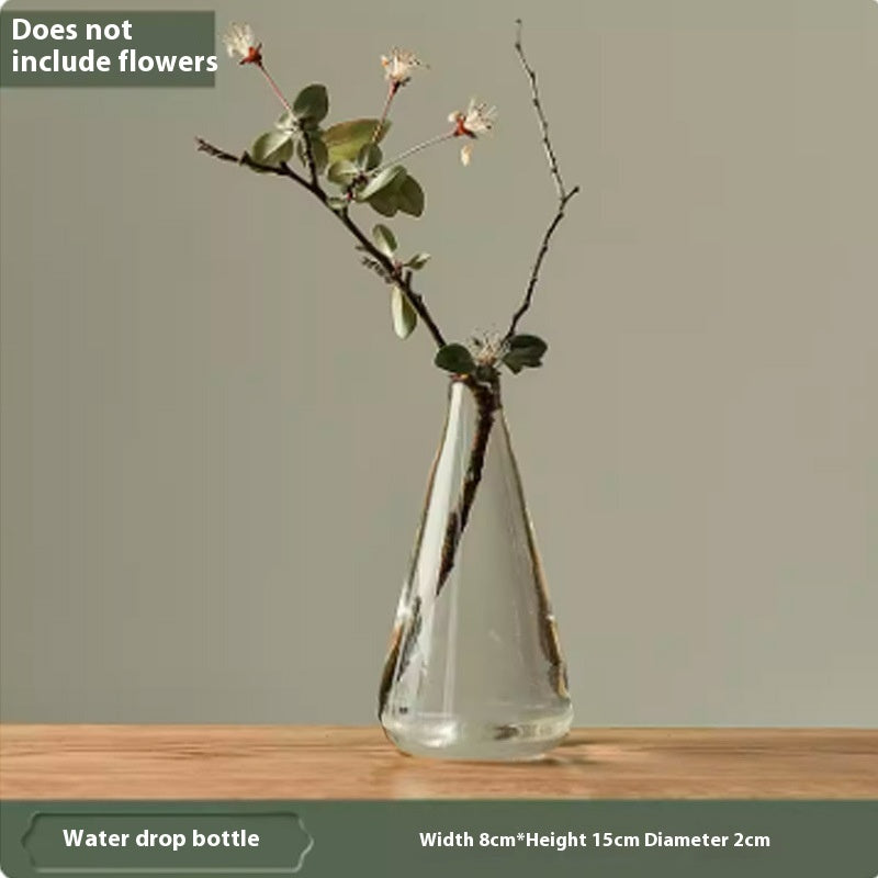 Glass Vase Transparent Ornaments Decorative Flower Arrangement Narrow Mouth