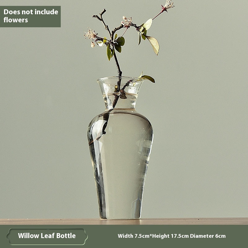 Glass Vase Transparent Ornaments Decorative Flower Arrangement Narrow Mouth