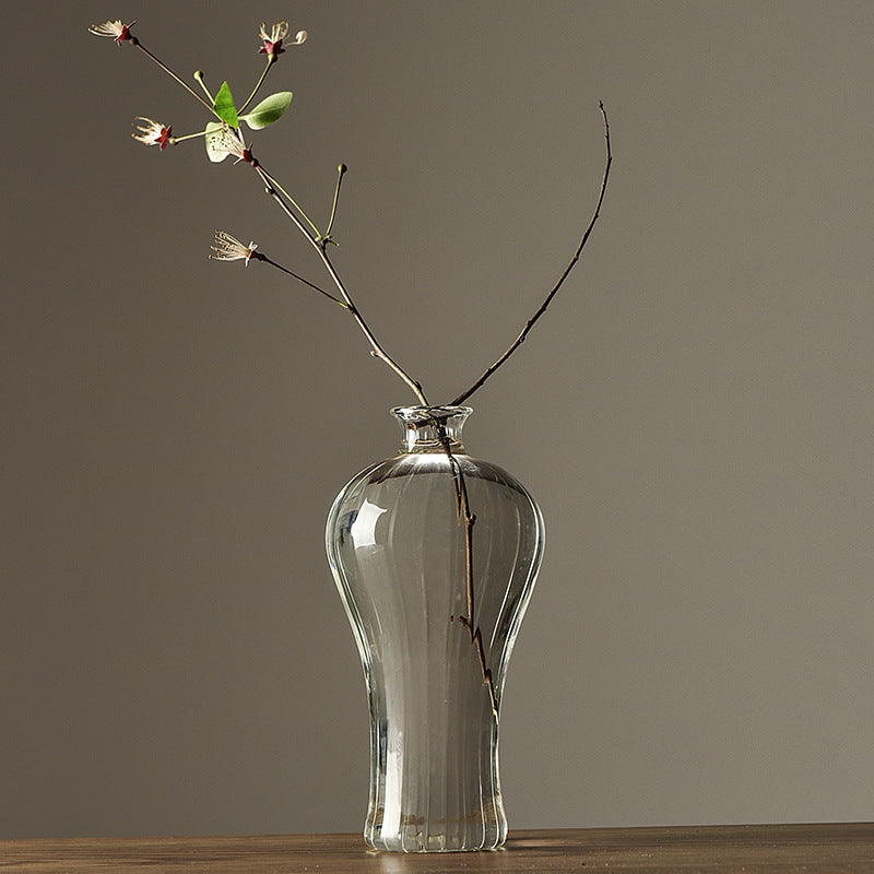 Glass Vase Transparent Ornaments Decorative Flower Arrangement Narrow Mouth