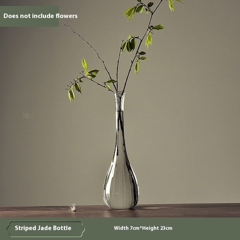 Glass Vase Transparent Ornaments Decorative Flower Arrangement Narrow Mouth