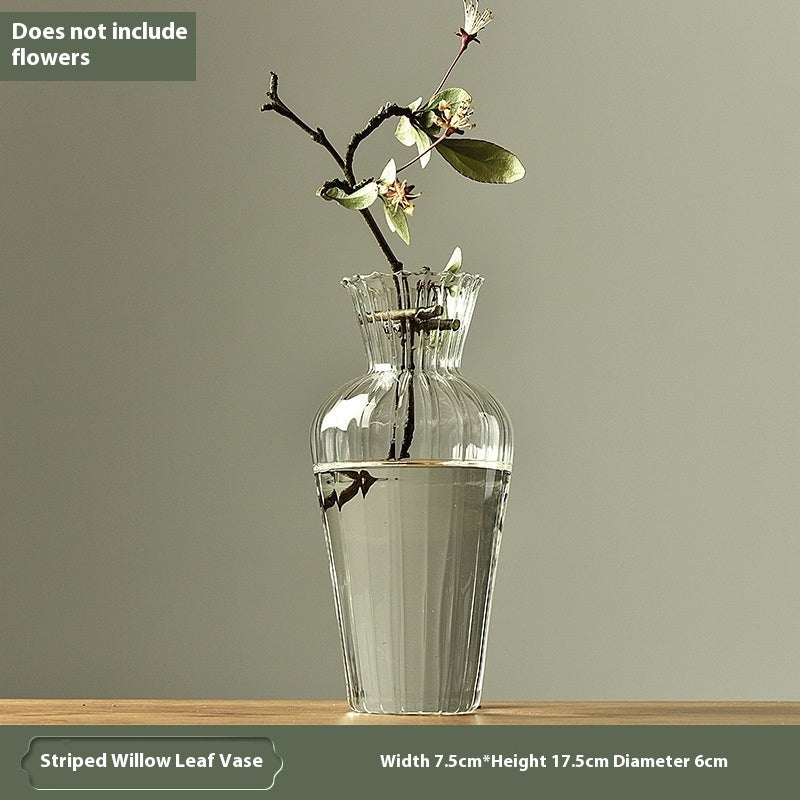 Glass Vase Transparent Ornaments Decorative Flower Arrangement Narrow Mouth