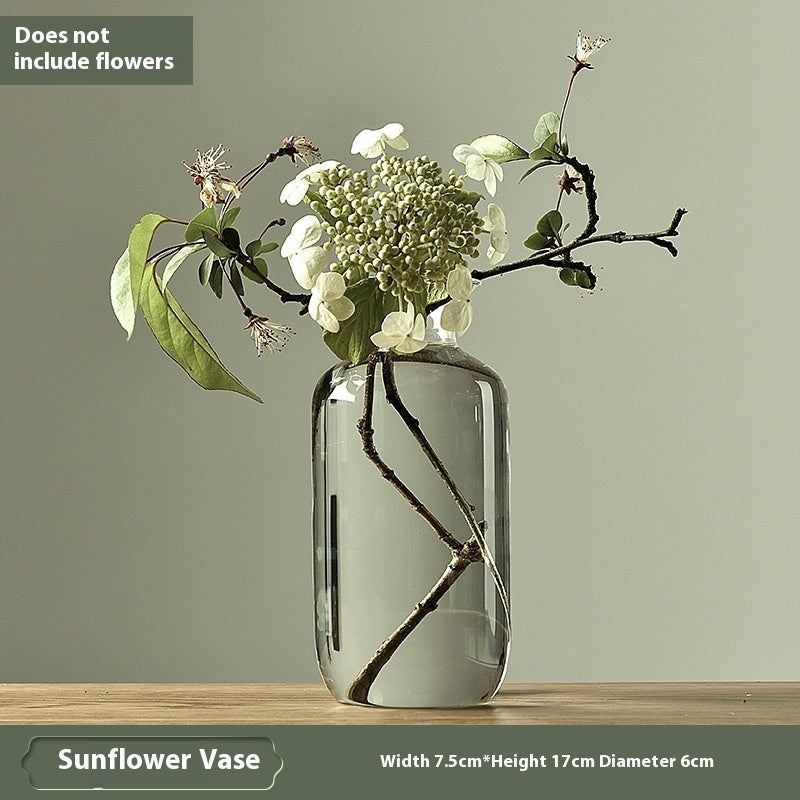 Glass Vase Transparent Ornaments Decorative Flower Arrangement Narrow Mouth