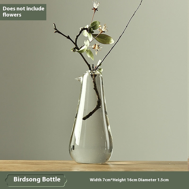 Glass Vase Transparent Ornaments Decorative Flower Arrangement Narrow Mouth
