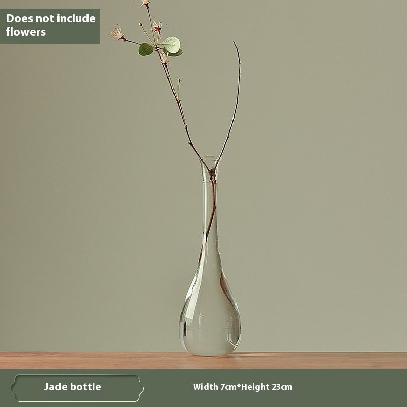 Glass Vase Transparent Ornaments Decorative Flower Arrangement Narrow Mouth