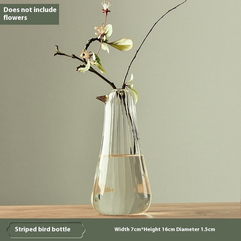 Glass Vase Transparent Ornaments Decorative Flower Arrangement Narrow Mouth