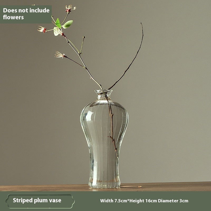 Glass Vase Transparent Ornaments Decorative Flower Arrangement Narrow Mouth