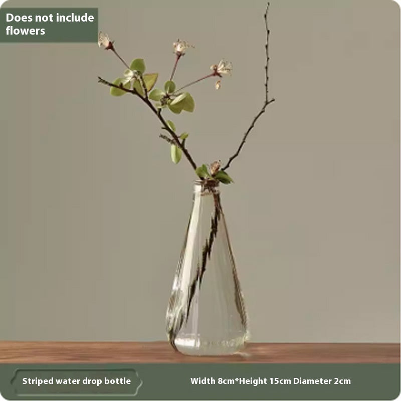 Glass Vase Transparent Ornaments Decorative Flower Arrangement Narrow Mouth