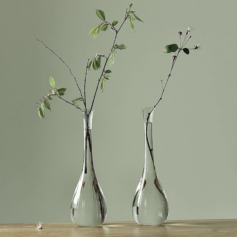 Glass Vase Transparent Ornaments Decorative Flower Arrangement Narrow Mouth
