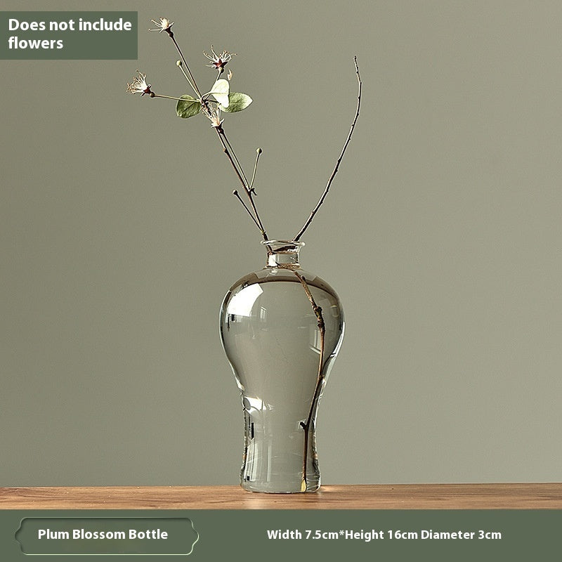 Glass Vase Transparent Ornaments Decorative Flower Arrangement Narrow Mouth